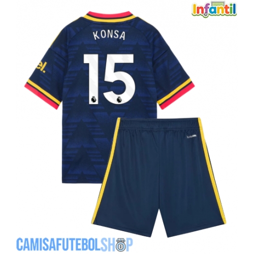 Camisa de time de futebol Arsenal Ezri Konsa #15 Replicas 2º Equipamento Infantil 2026-27 Manga Curta (+ Calças curtas)